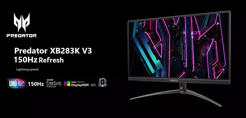 Acer Predator XB283K V3 – игровой монитор 4K с частотой обновления 150 Гц и HDMI 2.1 по цене $500