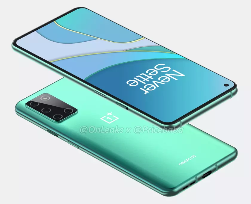 OnePlus 8T на рендерах и видео: «дырявый» 120 Гц дисплей, прямоугольная камера и быстрая зарядка на 65 Вт