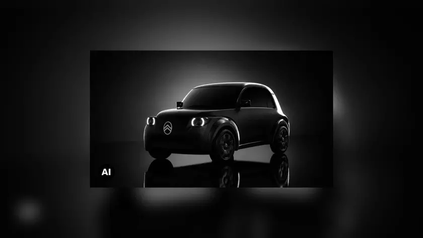 Силуэт концепта электрического 2CV в темноте