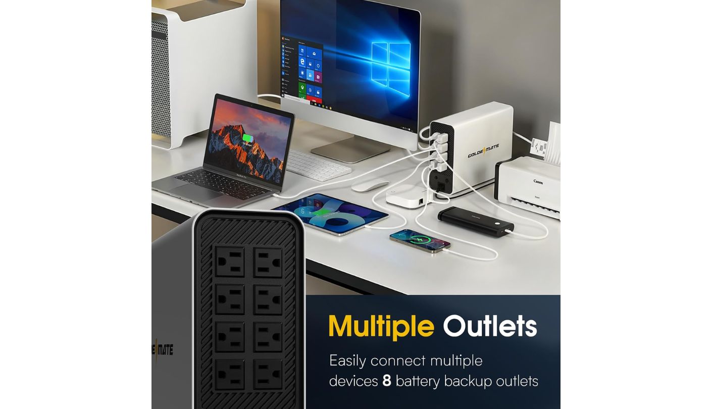 GOLDENMATE 1000VA LiFePO4 battery backup for internet during power outage