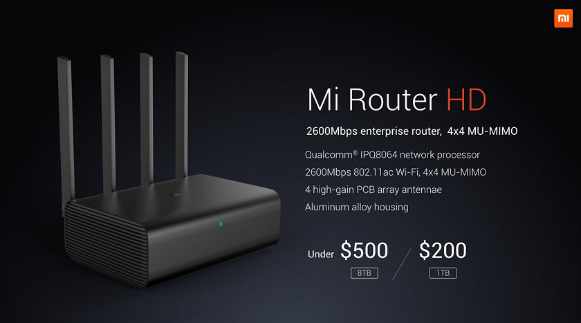 CES 2017: металлический роутер Xiaomi Mi Router HD получил жесткий диск до 8 ТБ