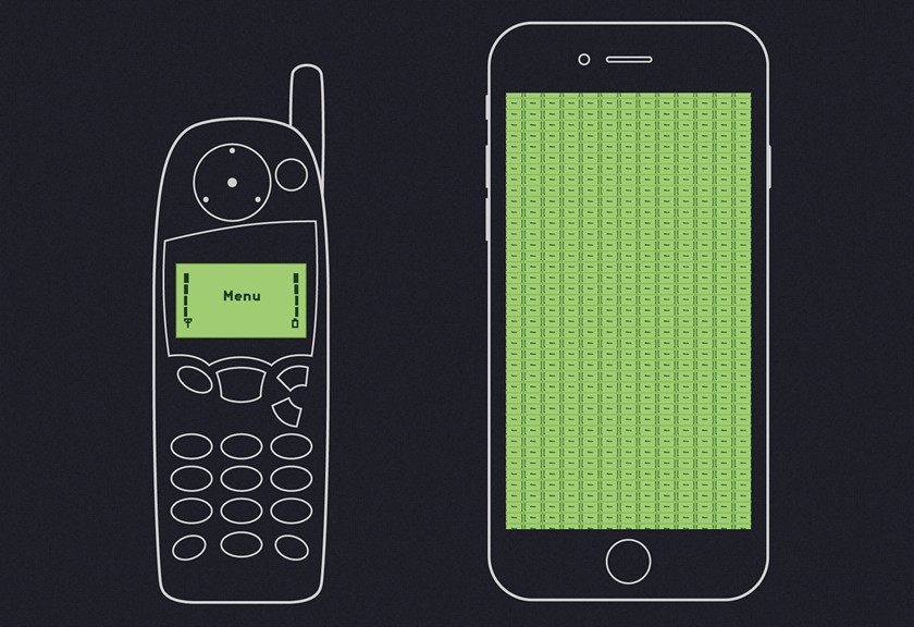 Сколько экранов Nokia 5110 поместится в одном iPhone?