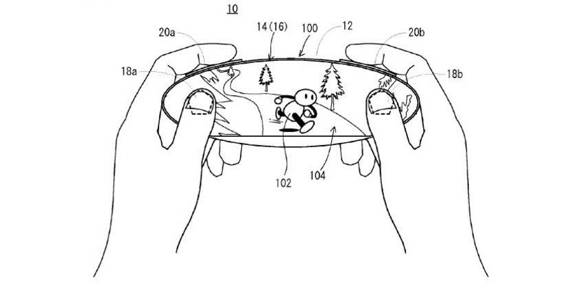 Изображения контроллера Nintendo NX с овальным экраном на всю переднюю панель