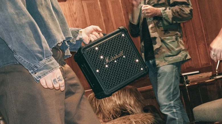 The Marshall Bromley 150 has stage-style lighting on the front panel.