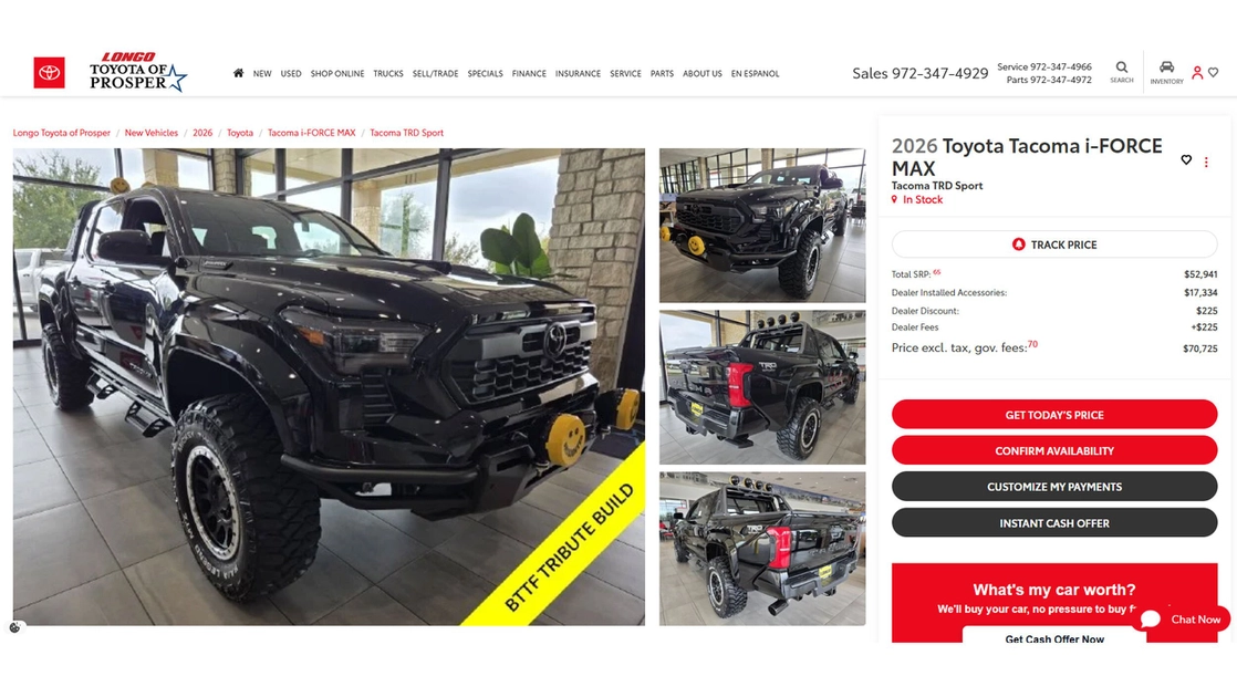 За $70 725: американський дилер стилізував гібридну Toyota Tacoma під пікап із «Назад у майбутнє»