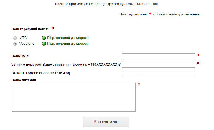 Чат на сайте водафон