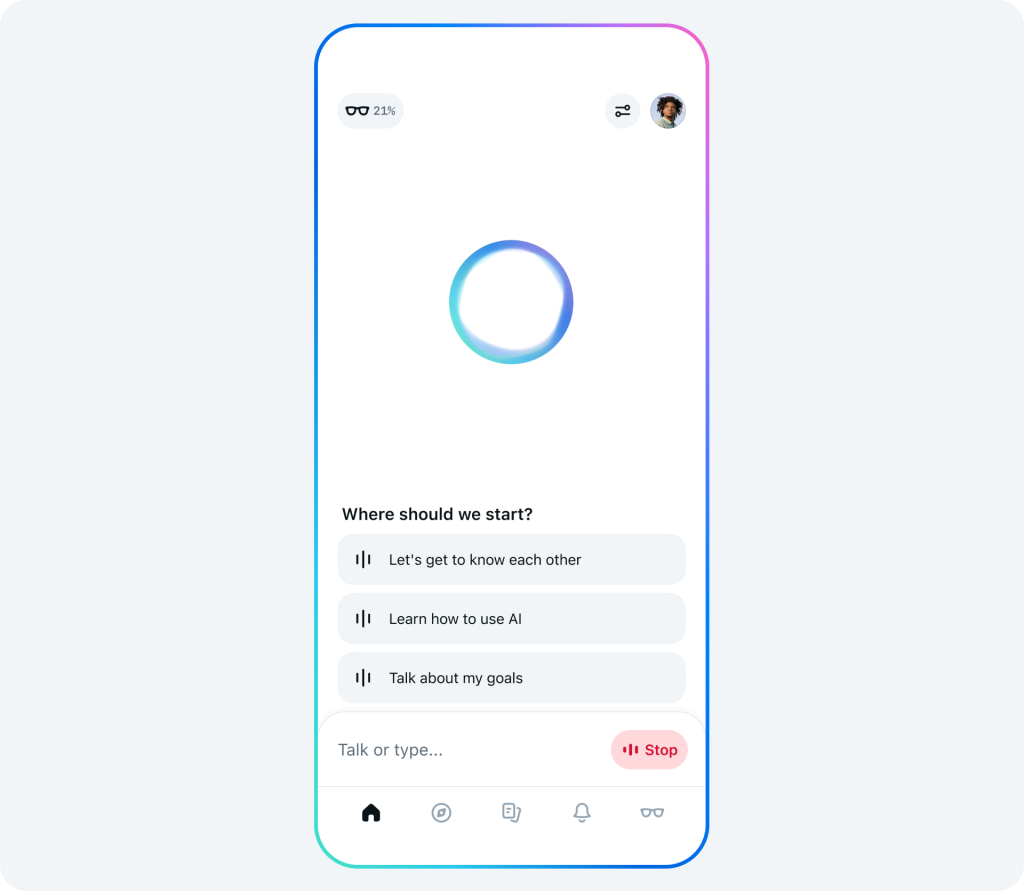 Écran principal de Meta AI