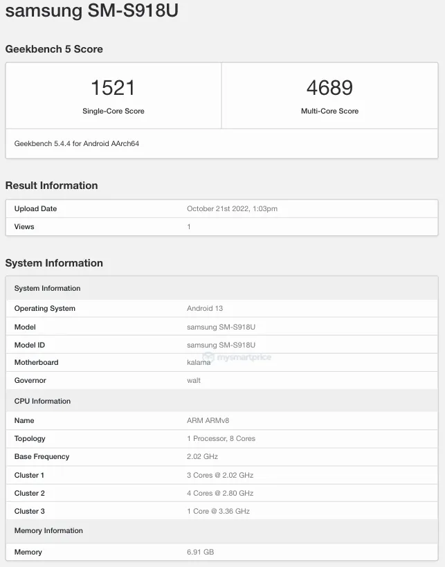 Samsung Galaxy S23 Ultra на Snapdragon 8 Gen2 відвідав Geekbench і встановив новий рекорд бенчмарка-2