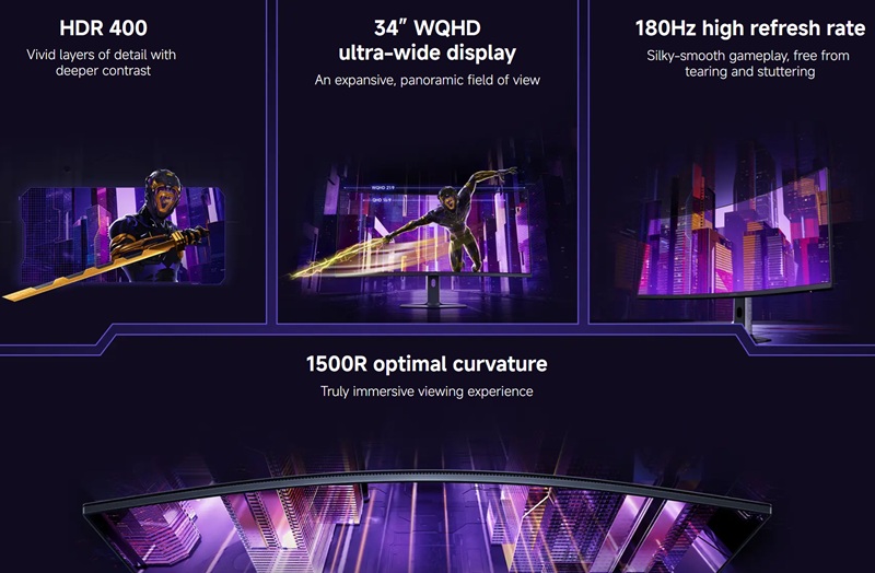 Ігровий монітор Xiaomi G34WQi 2026 на стенді