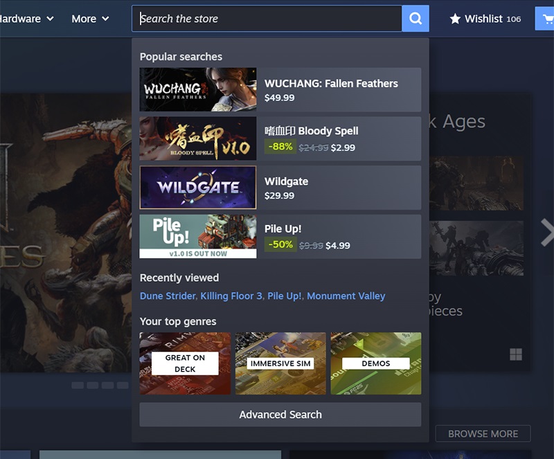 Оновлене меню магазину Steam 2