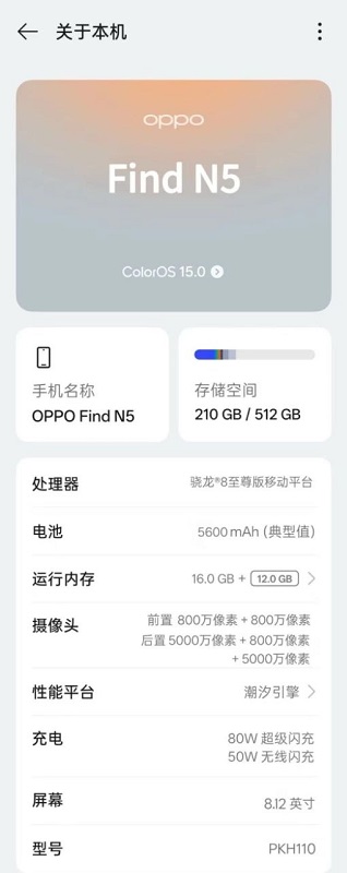 Характеристики Oppo Find N5 з китайських соцмереж