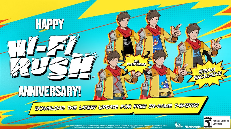Les développeurs de Hi-Fi Rush ont publié une mise à jour majeure du jeu d'action rythmique à succès et offrent aux joueurs une collection de t-shirts en jeu.-3