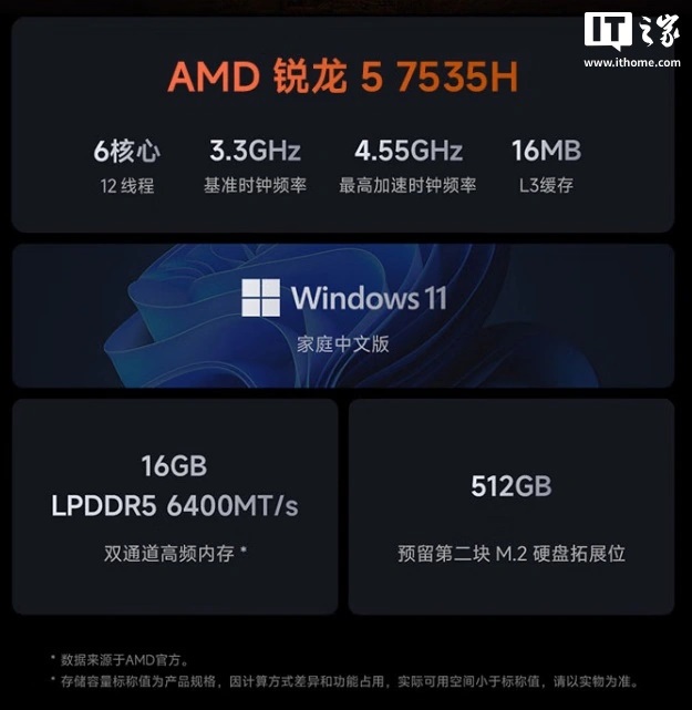 Technical specifications of the notebook