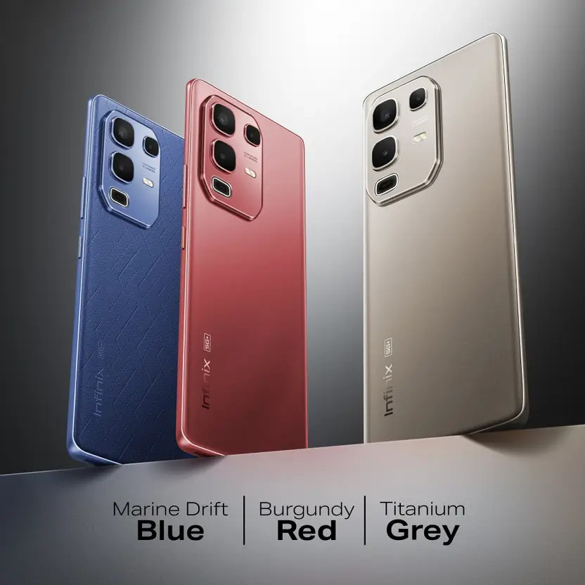 Infinix Note 50s 5G+ smartphone Infinix Note 50s colour schemes. Illustration: Infinix