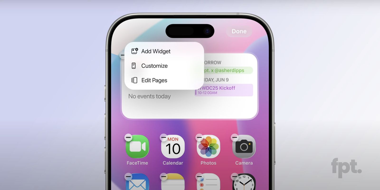 Menu présumé d'iOS 19