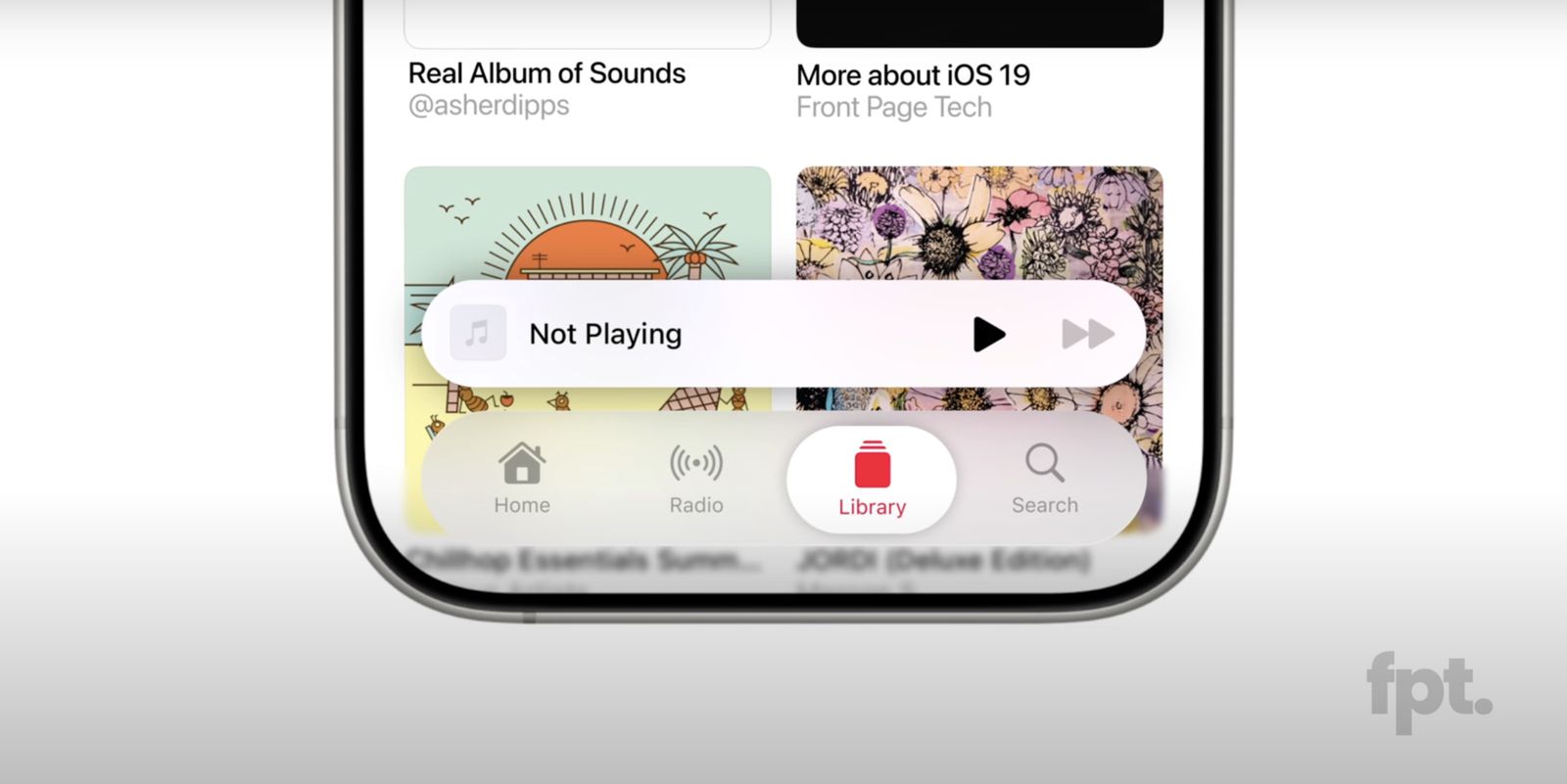 Barre d'onglets présumée pour iOS 19