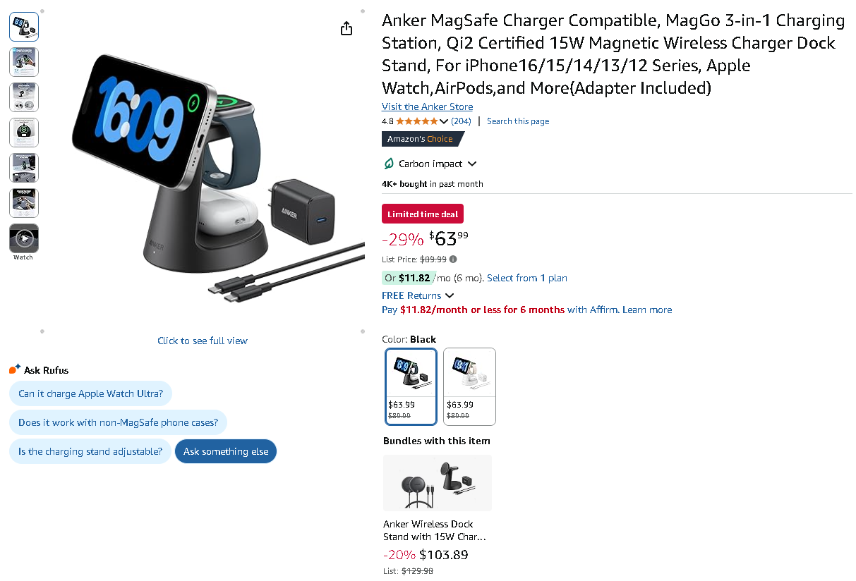 Screenshot of the Anker MagGo Charging Station