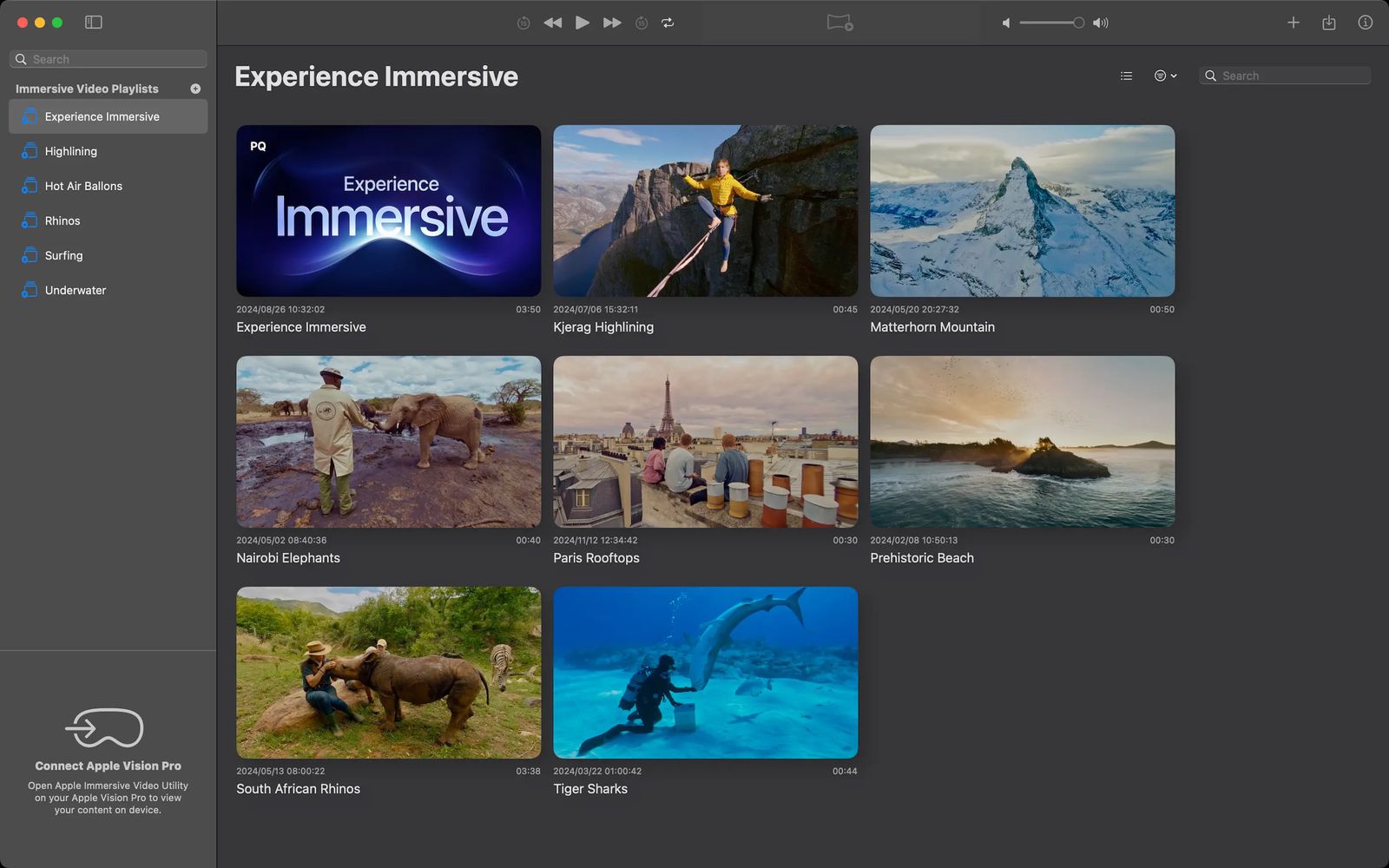 Зображення додатку Apple Immersive Video Utility