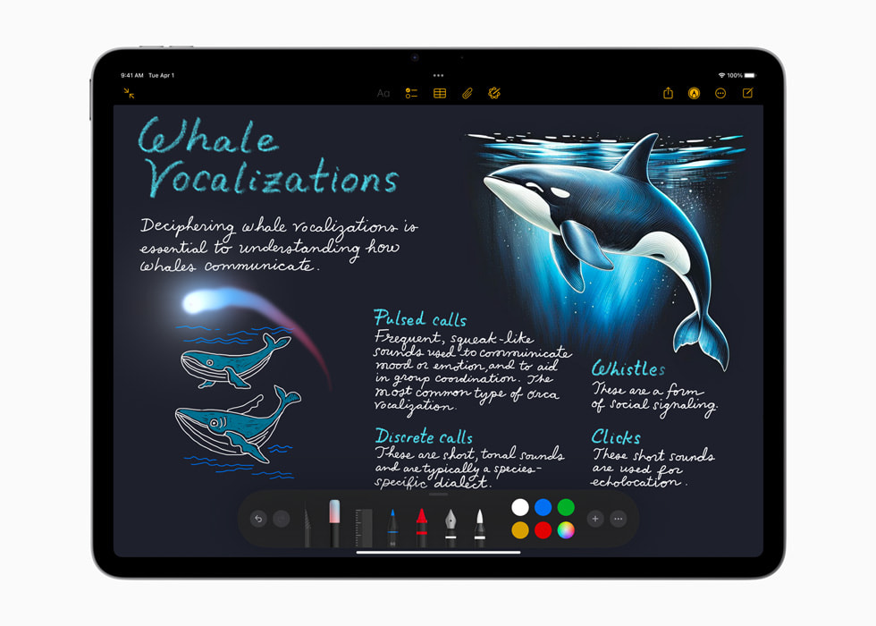L'iPad Air d'Apple avec un stick d'imagerie intelligent dans les notes