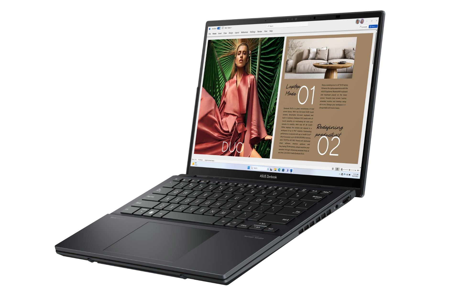 ASUS Zenbook DUO із зовнішньою клавіатурою на другому екрані