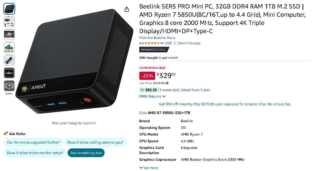 Beelink SER5 PRO Mini PC screenshot