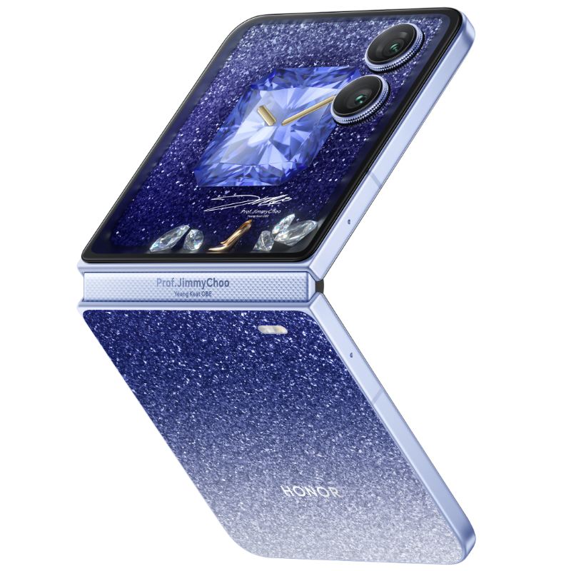 Design of the Honor Magic V Flip 2 smartphone in Jewel Blue colour