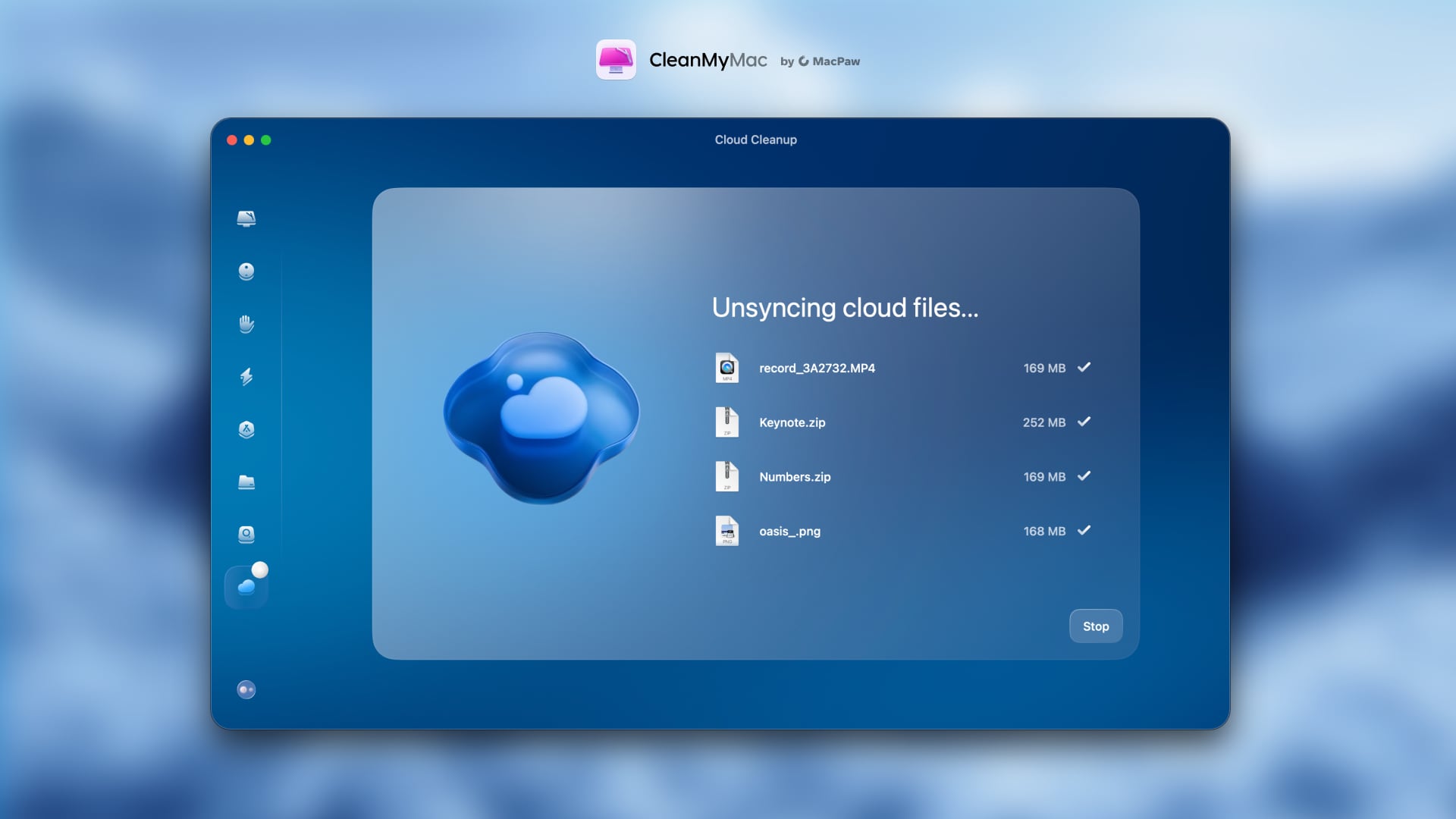 CleanMyMac Cloud Cleanup - Working with files