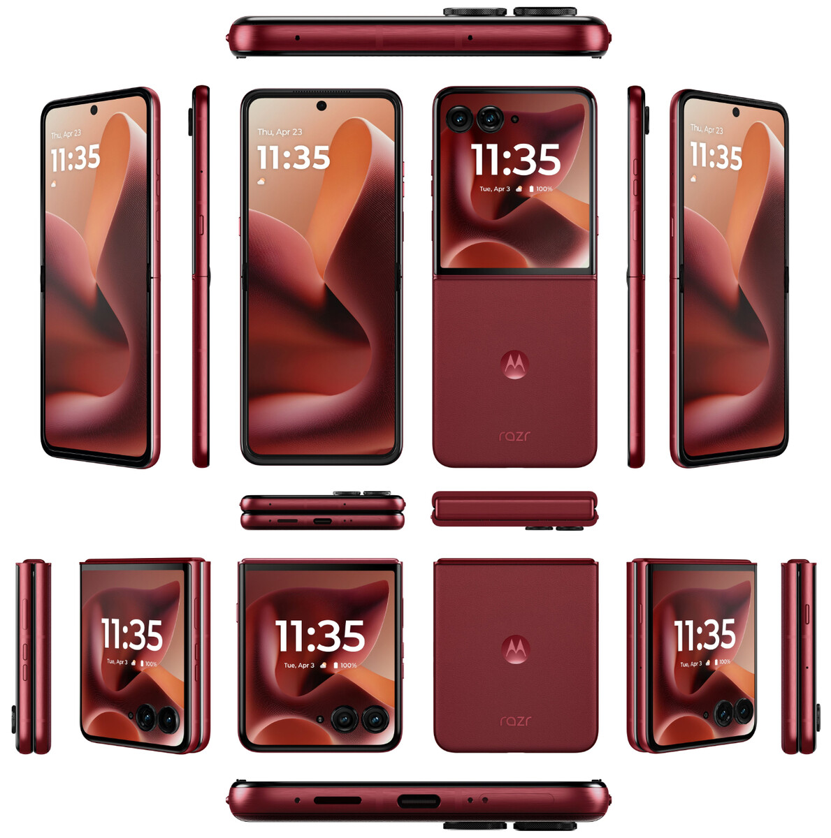 Motorola Razr 60 Ultra в цвете Rio Red сбоку