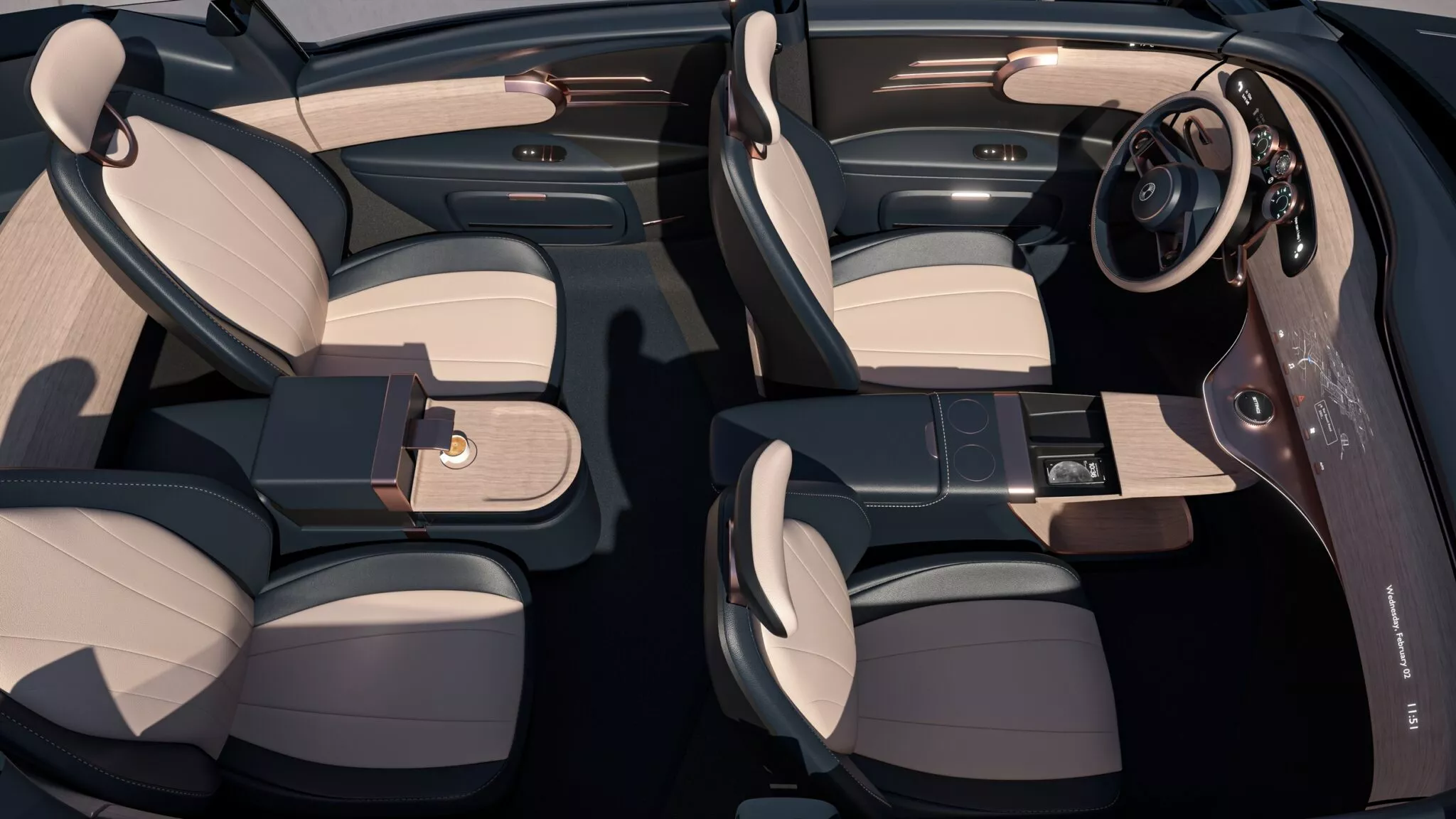 The interior of the Dacora electric car