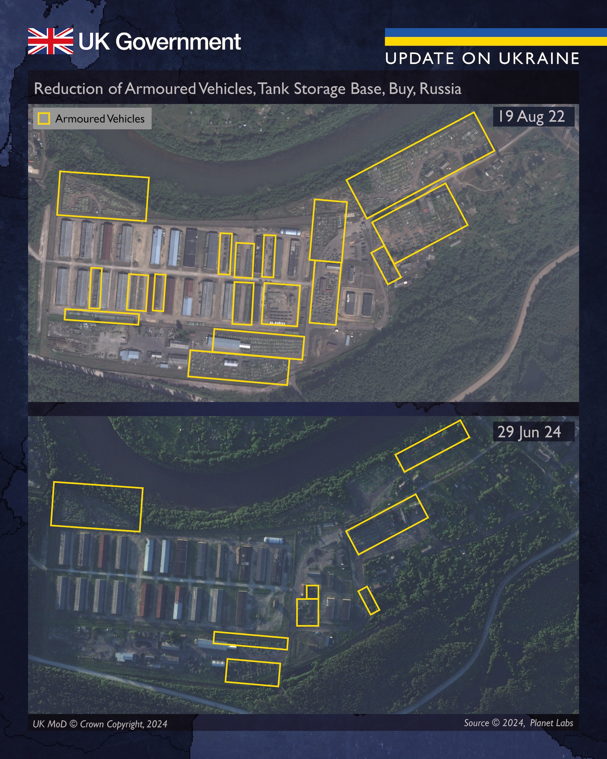 Спорожнілі склади з військовою технікою в Росії