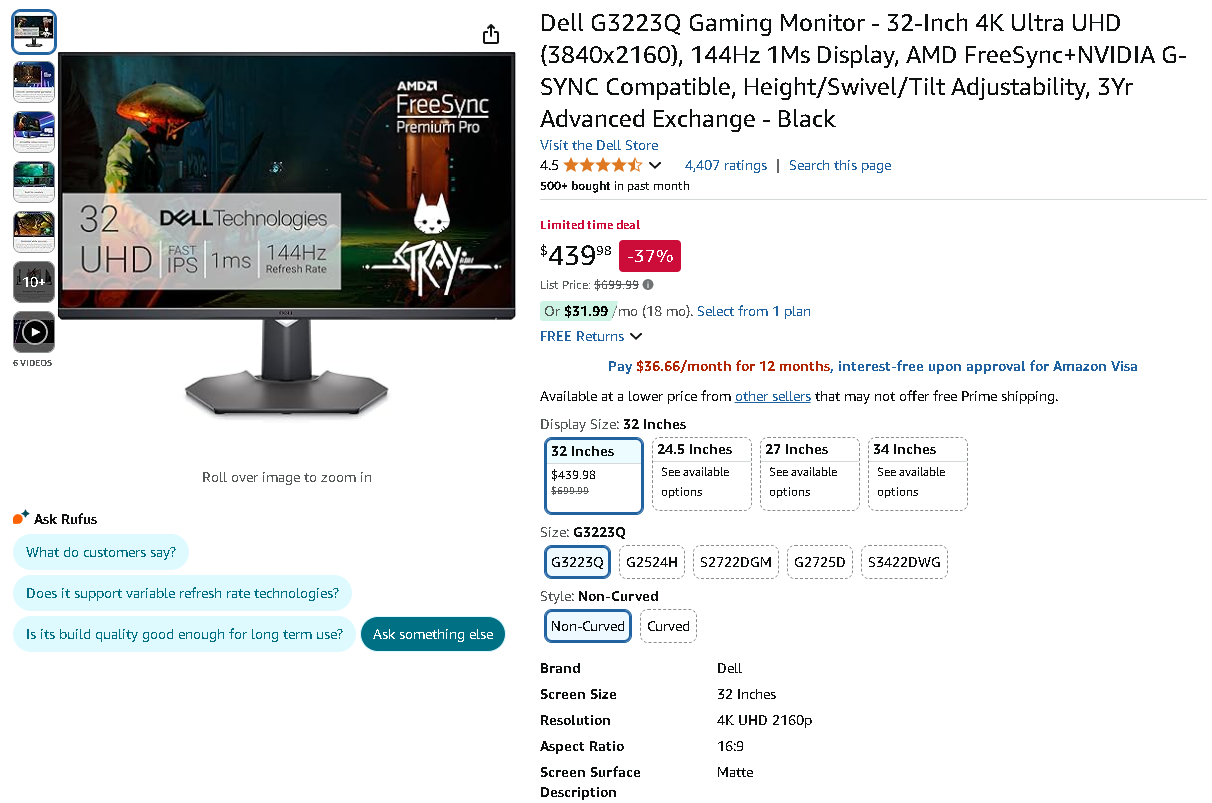 Dell G3223Q Gaming Monitor features image