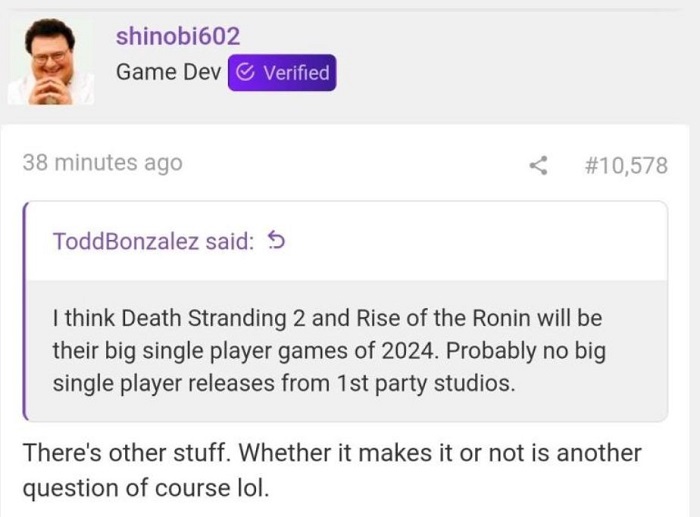 Insider : Death Stranding 2 et Rise of the Ronin sortiront en 2024. Sony prépare quelques nouveautés intéressantes dont on ne sait pas encore grand-chose.-2