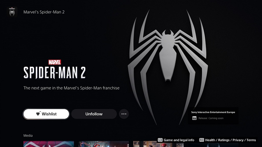 Sony prépare probablement une nouvelle présentation de Marvel's Spider-Man 2. Les utilisateurs britanniques peuvent déjà ajouter le jeu à leur liste de souhaits sur le PS Store.-2