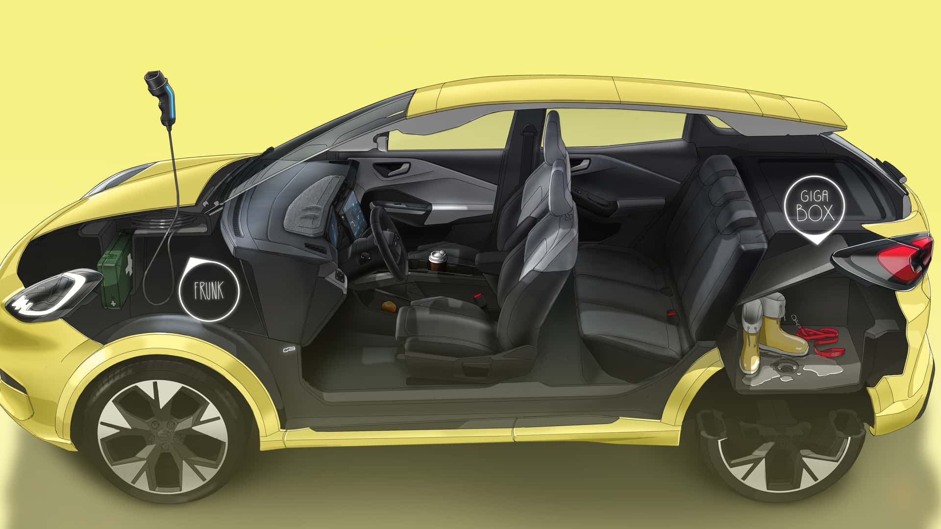 Intérieur de la Ford Puma Gen-E avec deux écrans HD