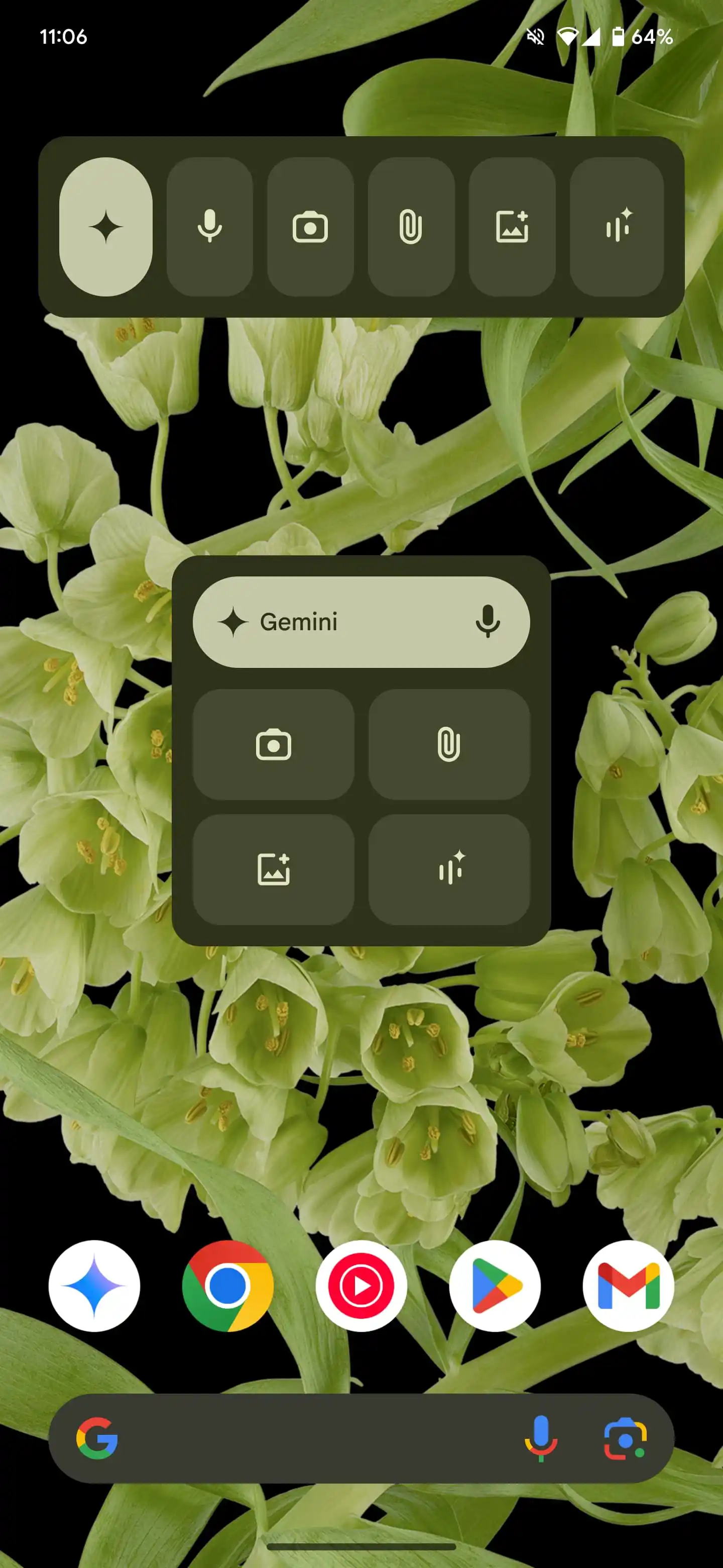 Widget Gemini sur Android, petite taille