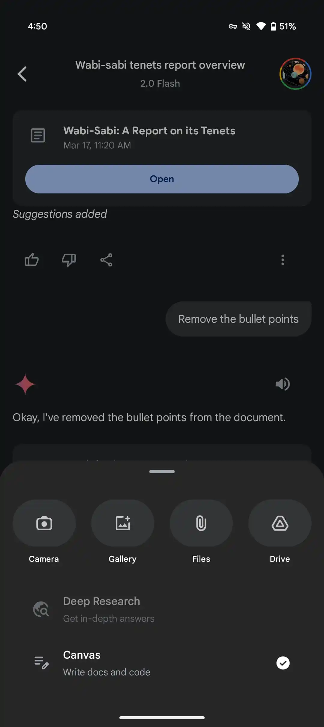 Canvas in the Gemini app, image 2