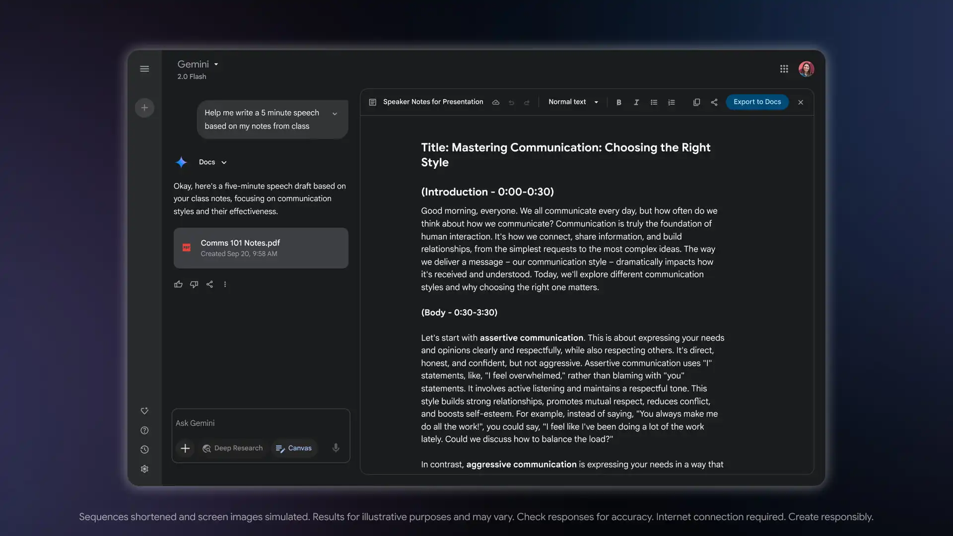 Canvas cover in the Gemini app
