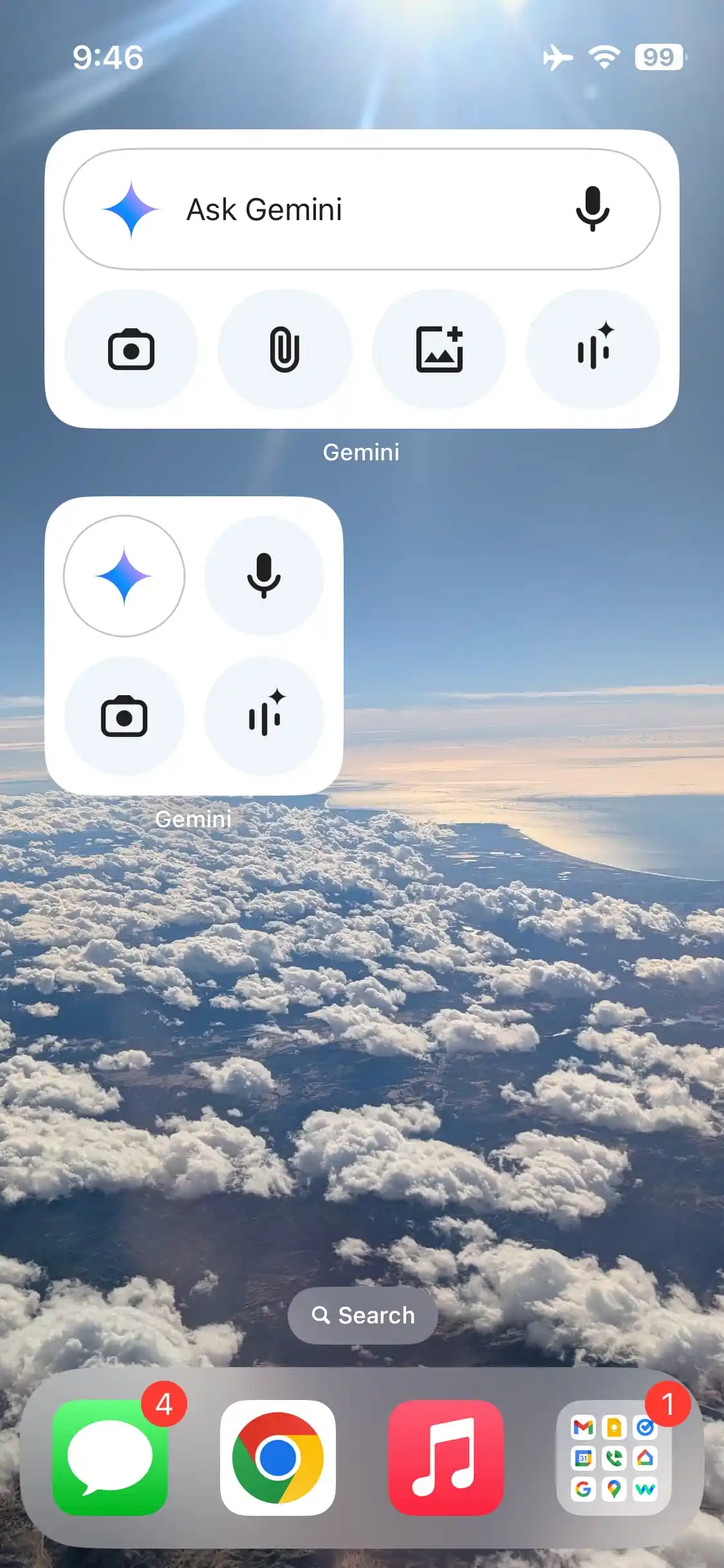 Widget Gemini pour l'écran d'accueil de l'iPhone 2