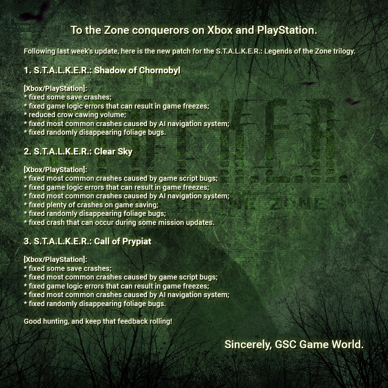 Chornobyl crows will caw more softly: an update for the S.T.A.L.K.E.R. trilogy has been released. Legends of the Zone-2