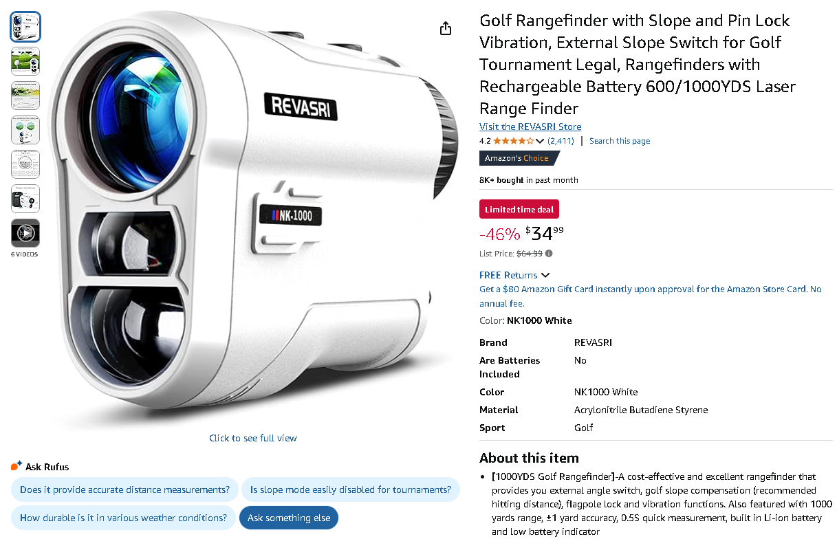 REVASRI Golf Rangefinder Screenshot of the REVASRI Golf Rangefinder
