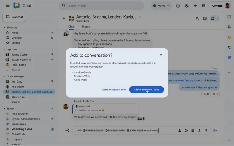 Ajouter des @mentions à Google Chat