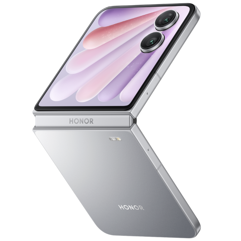 Design of the Honor Magic V Flip 2 smartphone in silver-grey colour