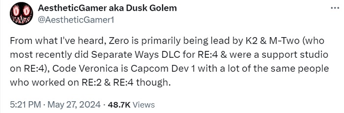 Головний редактор VGC підтвердив інформацію про розробку рімейків Resident Evil Zero і Code Veronica. Стало відомо і хто займається оновленням культових горорів-2