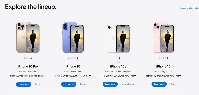 Gamme d'iPhones à prix abordable dans l'Apple Store