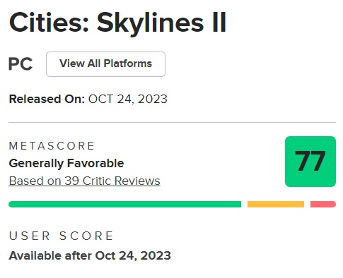 Un jeu imparfait avec un grand potentiel : les critiques ont tempéré leur éloge du simulateur de construction de villes Cities Skylines 2.-2