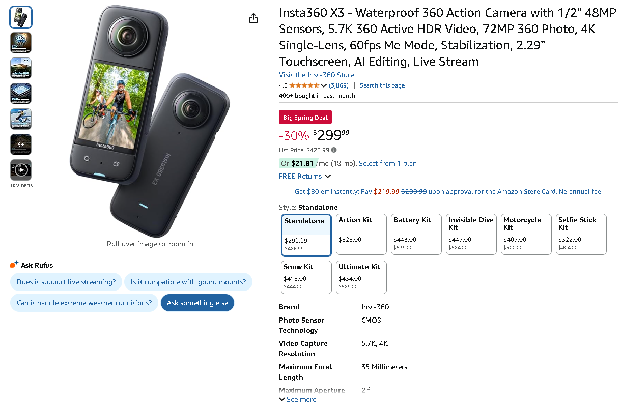 Screenshot of the Insta360 X3