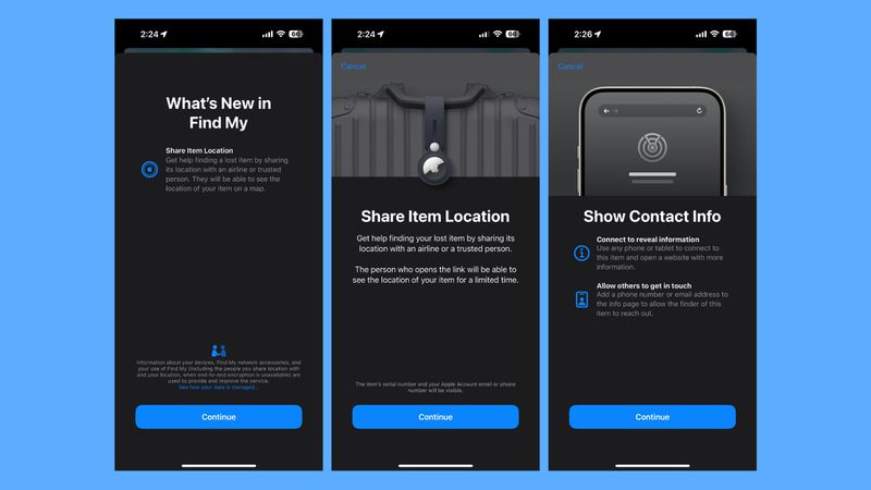 Функция "Поделиться местоположением элемента" в iOS 18.2
