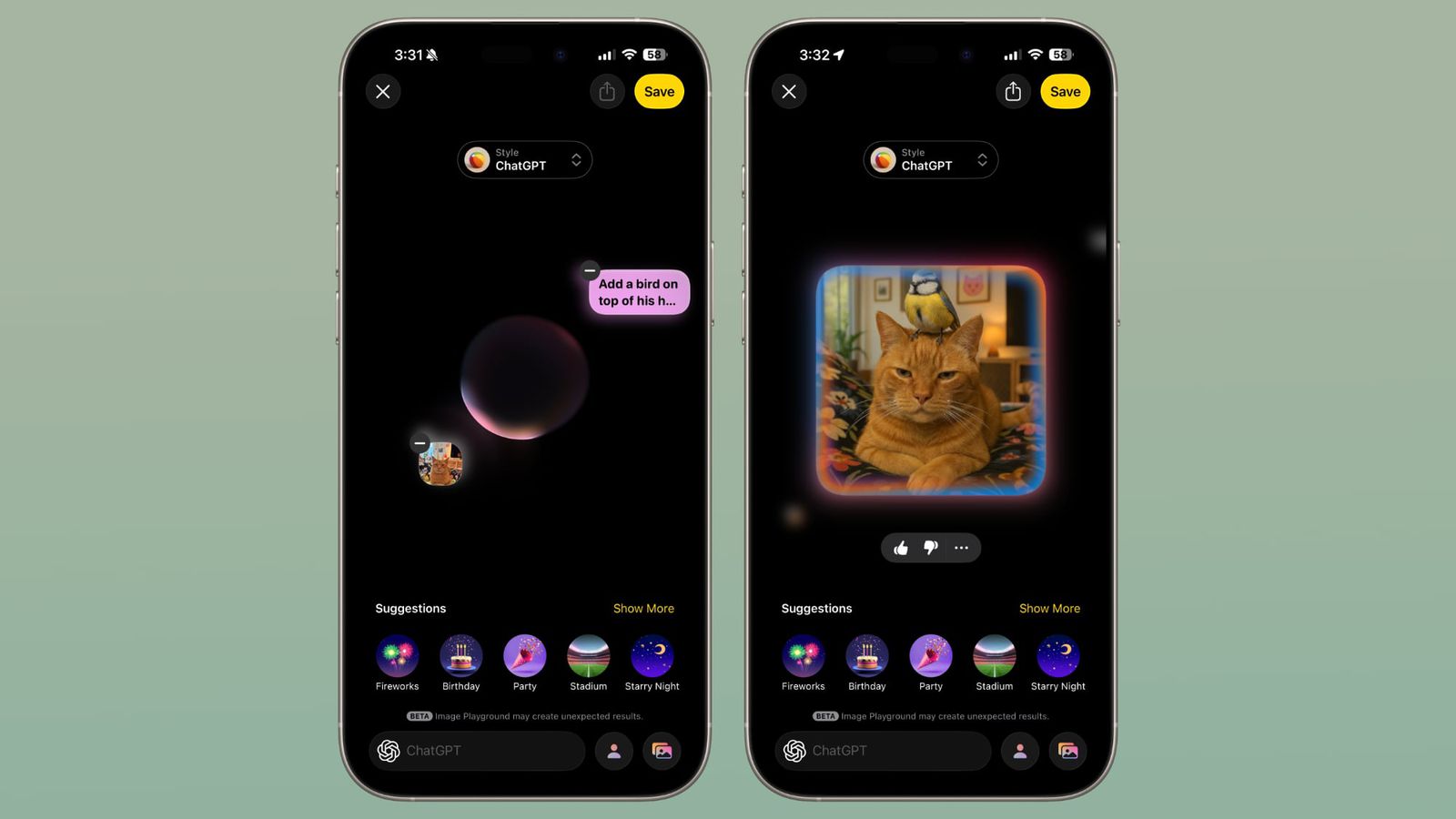 Реалістичне зображення з Image Playground в iOS 26