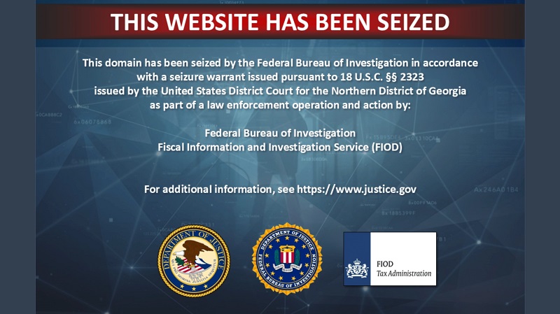 Banner about the FBI blocking the nsw2u website