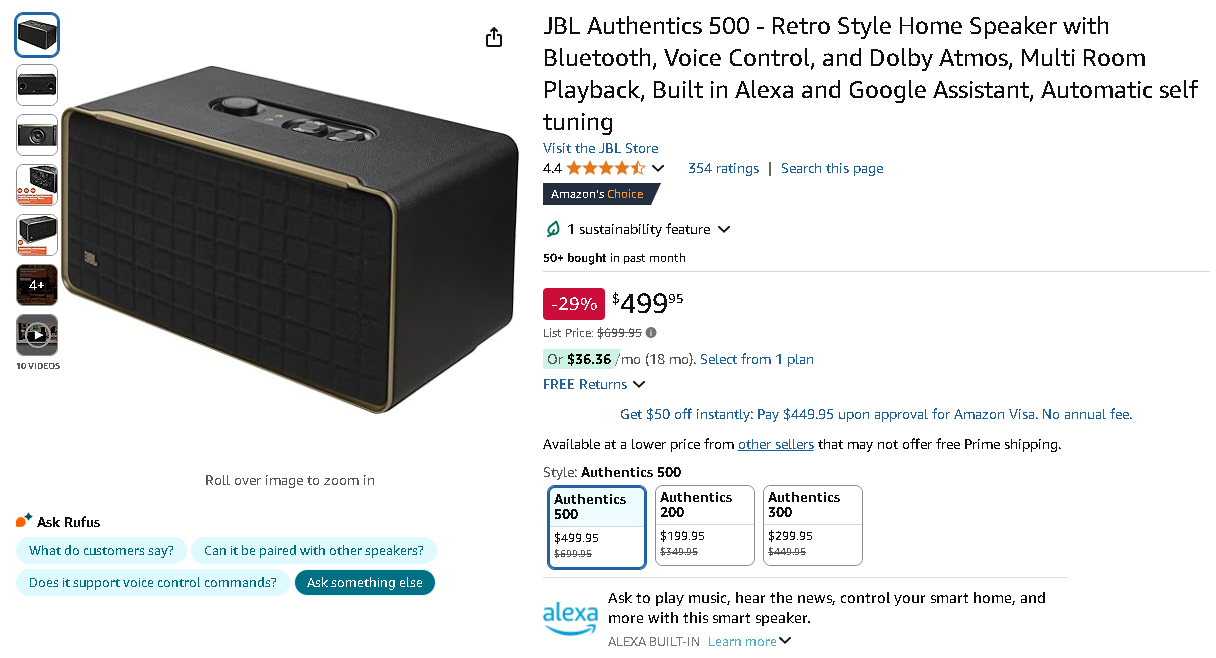 Screenshot of the JBL Authentics 500 Screenshot of the JBL Authentics 500